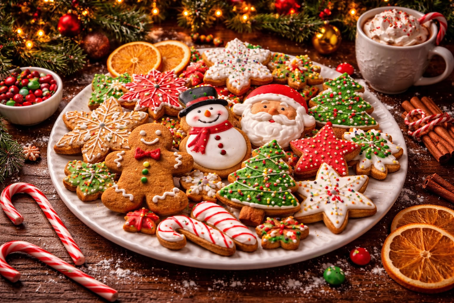 Festive Christmas cookie assortment