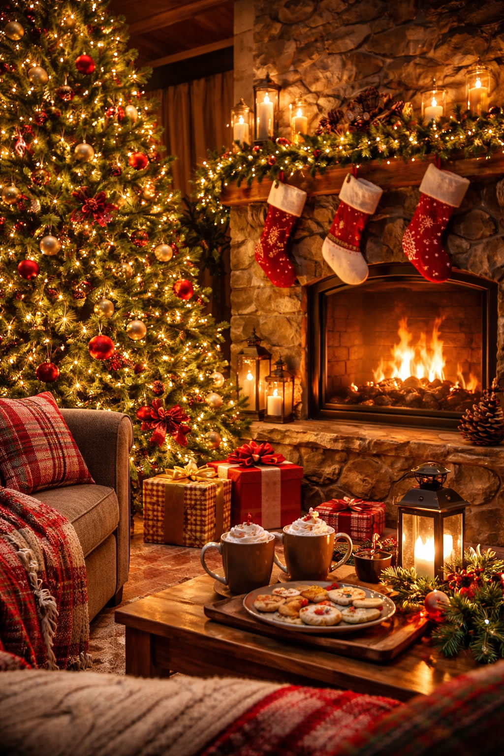 Festive Christmas living room ambiance